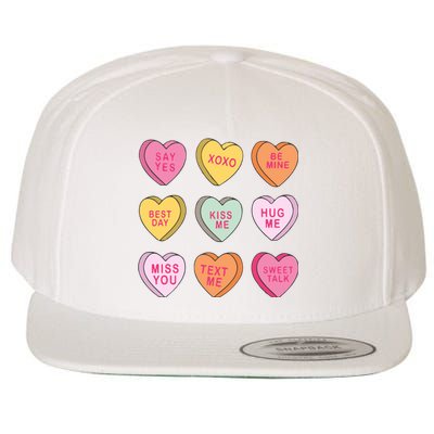 Valentines Day Conversation Hearts Wool Snapback Cap