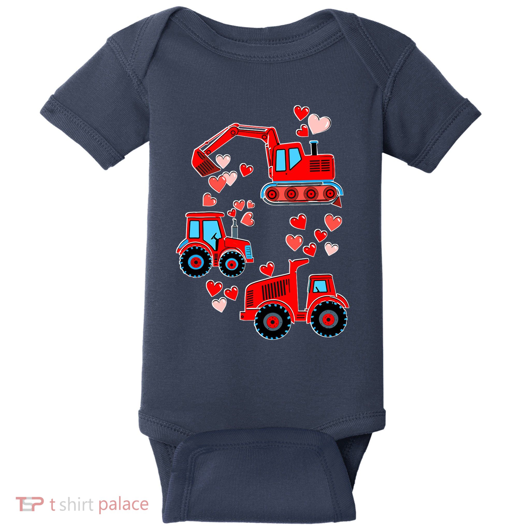 Valentines Day Construction Trucks Funny Boy Baby Bodysuit