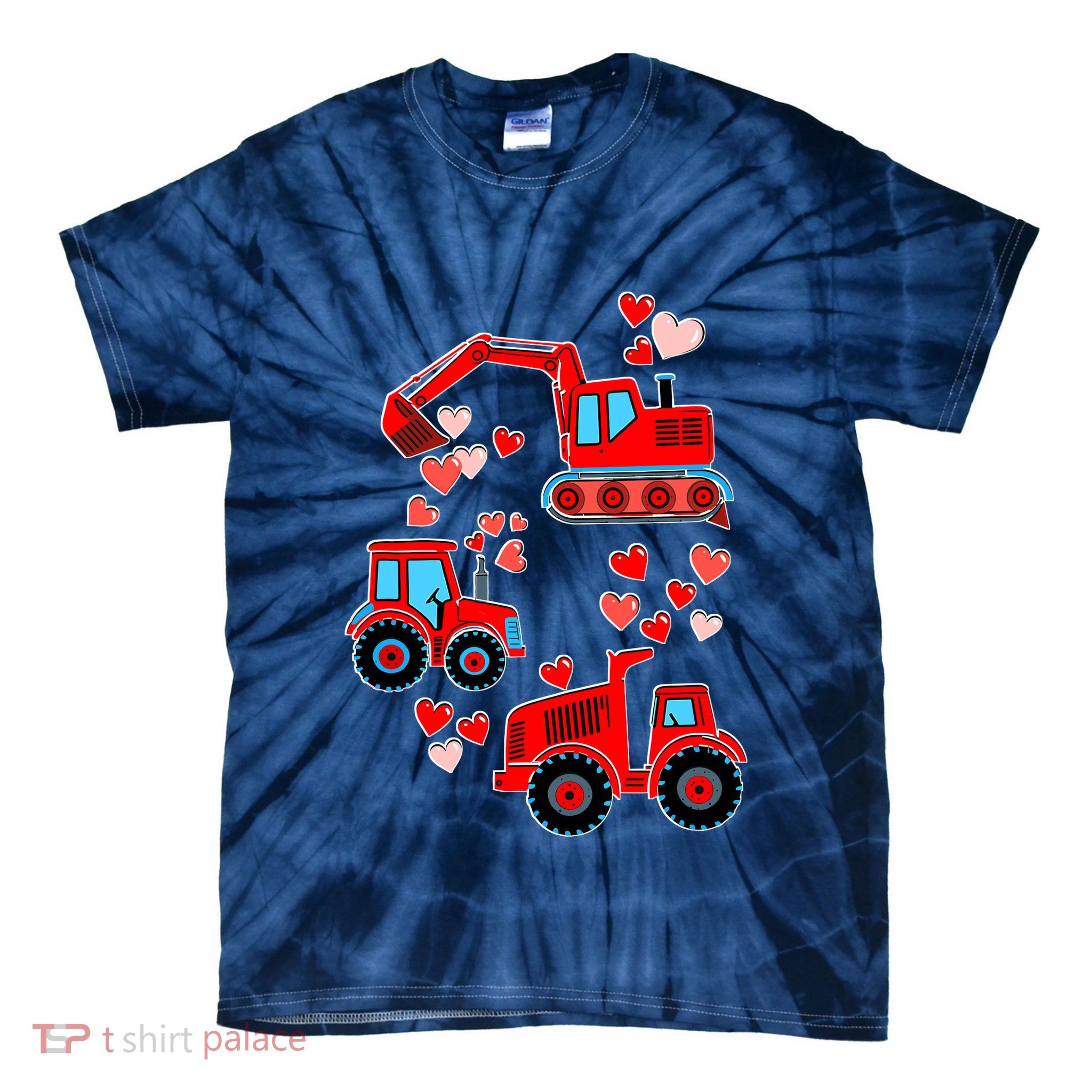 Valentines Day Construction Trucks Funny Boy Tie-Dye T-Shirt