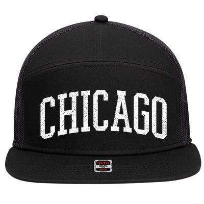 Varsity Distressed Chicago 7 Panel Mesh Trucker Snapback Hat