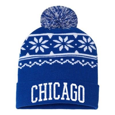 Varsity Distressed Chicago USA-Made Snowflake Beanie