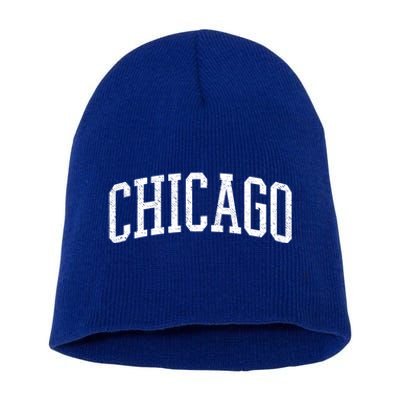 Varsity Distressed Chicago Short Acrylic Beanie