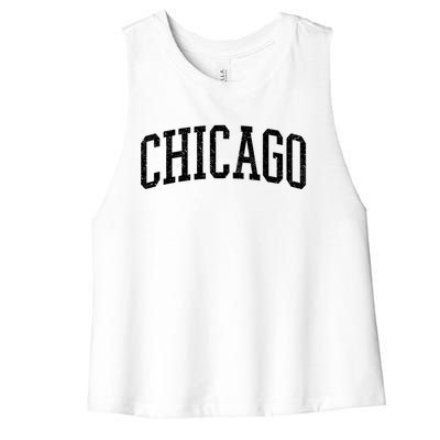 Varsity Distressed Chicago Women's Racerback Cropped Tank