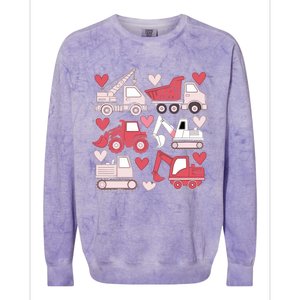 Valentines Day Construction Trucks Funny Boy Colorblast Crewneck Sweatshirt