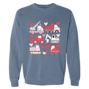 Valentines Day Construction Trucks Funny Boy Garment-Dyed Sweatshirt