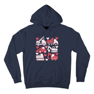 Valentines Day Construction Trucks Funny Boy Hoodie