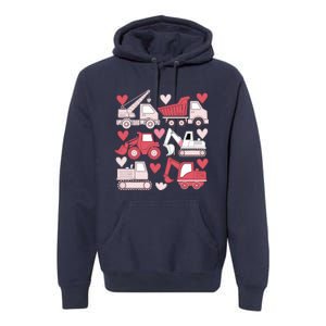 Valentines Day Construction Trucks Funny Boy Premium Hoodie