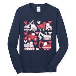 Valentines Day Construction Trucks Funny Boy Tall Long Sleeve T-Shirt