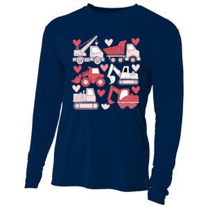 Valentines Day Construction Trucks Funny Boy Cooling Performance Long Sleeve Crew