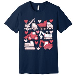 Valentines Day Construction Trucks Funny Boy Premium T-Shirt