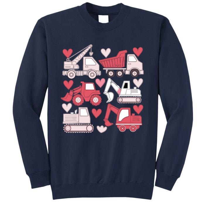 Valentines Day Construction Trucks Funny Boy Tall Sweatshirt