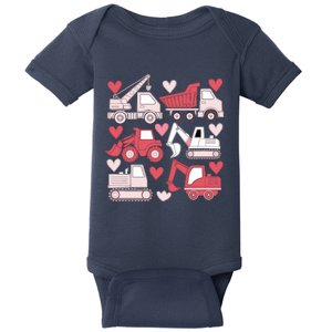 Valentines Day Construction Trucks Funny Boy Baby Bodysuit