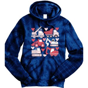 Valentines Day Construction Trucks Funny Boy Tie Dye Hoodie