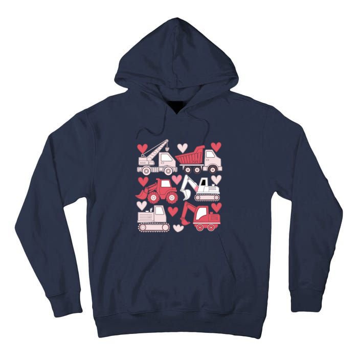 Valentines Day Construction Trucks Funny Boy Tall Hoodie