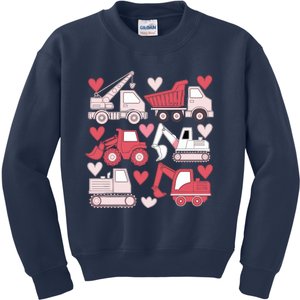 Valentines Day Construction Trucks Funny Boy Kids Sweatshirt