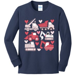 Valentines Day Construction Trucks Funny Boy Kids Long Sleeve Shirt