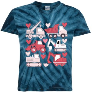 Valentines Day Construction Trucks Funny Boy Kids Tie-Dye T-Shirt