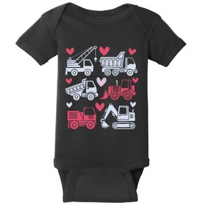 Valentines Day Construction Trucks Funny Boy Baby Bodysuit