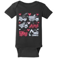 Valentines Day Construction Trucks Funny Boy Baby Bodysuit