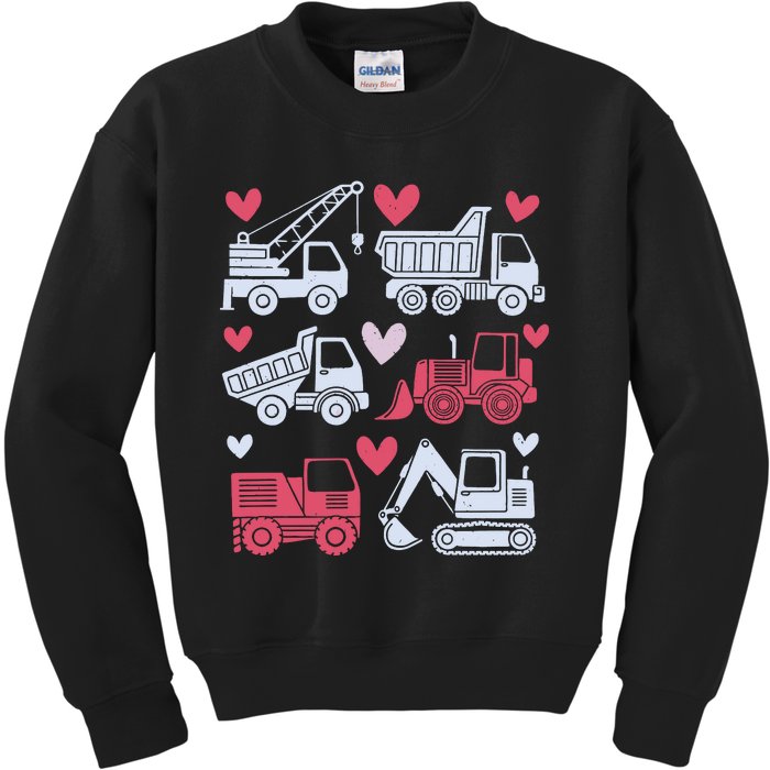 Valentines Day Construction Trucks Funny Boy Kids Sweatshirt