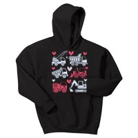 Valentines Day Construction Trucks Funny Boy Kids Hoodie