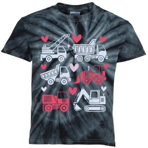 Valentines Day Construction Trucks Funny Boy Kids Tie-Dye T-Shirt