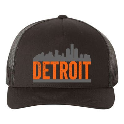 Vintage Detroit City Skyline Yupoong Adult 5-Panel Trucker Hat