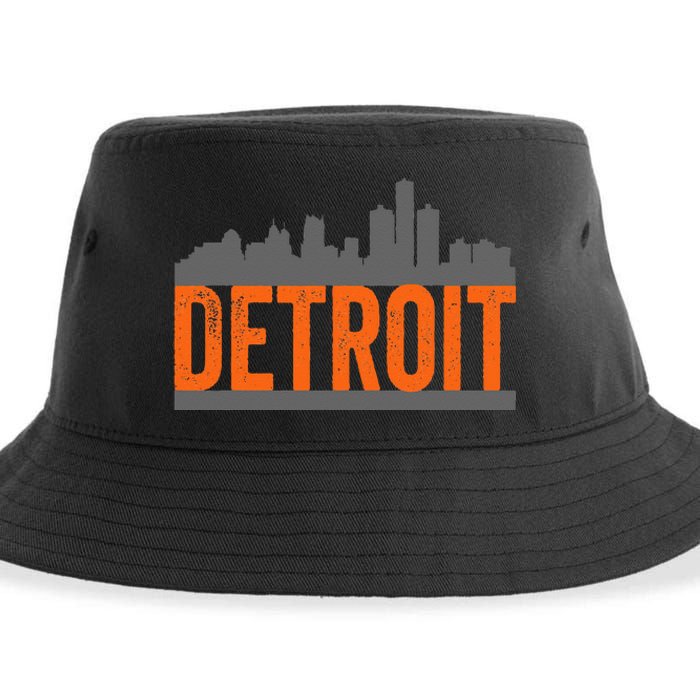 Vintage Detroit City Skyline Sustainable Bucket Hat