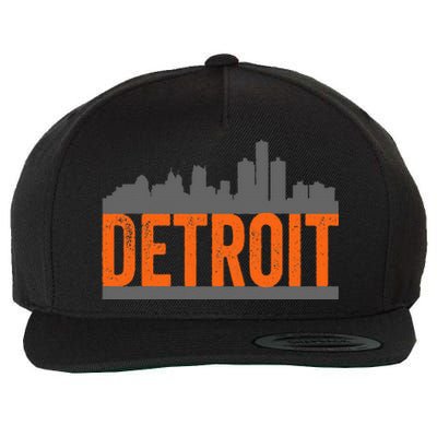 Vintage Detroit City Skyline Wool Snapback Cap