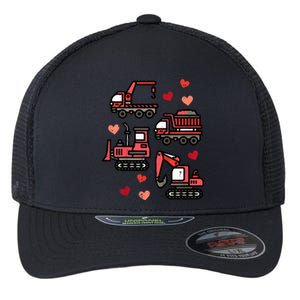 Valentines Day Construction Trucks Funny Flexfit Unipanel Trucker Cap