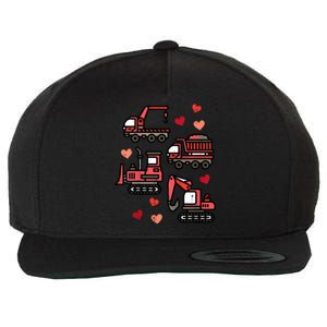 Valentines Day Construction Trucks Funny Wool Snapback Cap