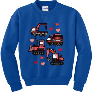 Valentines Day Construction Trucks Funny Kids Sweatshirt