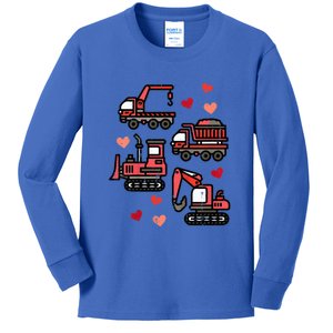 Valentines Day Construction Trucks Funny Kids Long Sleeve Shirt