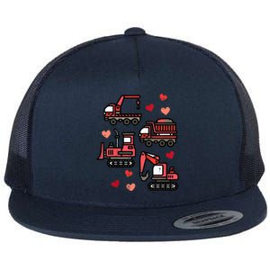 Valentines Day Construction Trucks Funny Flat Bill Trucker Hat