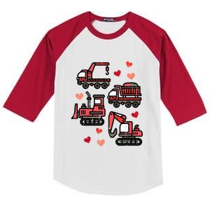 Valentines Day Construction Trucks Funny Kids Colorblock Raglan Jersey