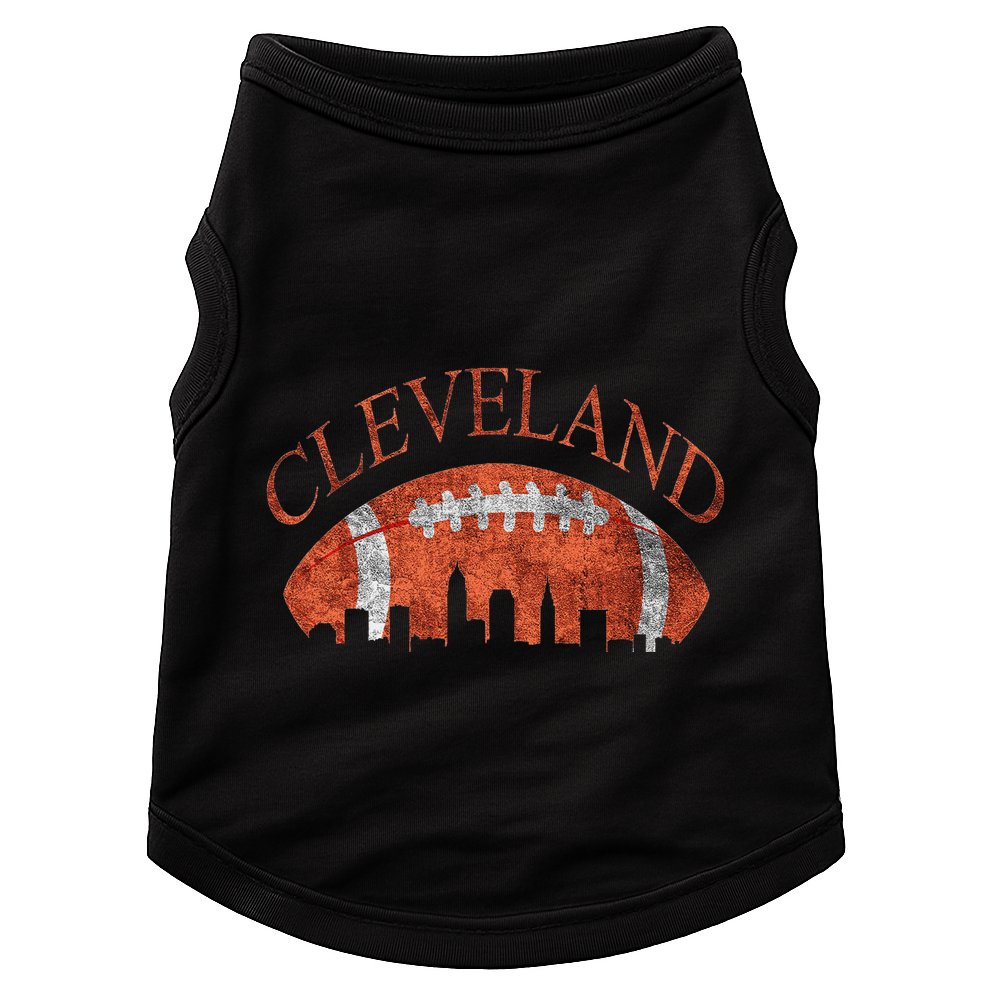 Vintage Downtown Cleveland Ohio Skyline Football Gift Doggie Tank