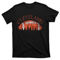 Vintage Downtown Cleveland Ohio Skyline Football Gift T-Shirt