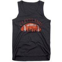 Vintage Downtown Cleveland Ohio Skyline Football Gift Tank Top