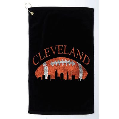 Vintage Downtown Cleveland Ohio Skyline Football Gift Golf Towel
