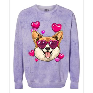 Valentines Day Corgi Heart Couples Love Day Corgi Dog Lover Gift Colorblast Crewneck Sweatshirt