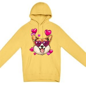 Valentines Day Corgi Heart Couples Love Day Corgi Dog Lover Gift Premium Pullover Hoodie