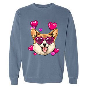 Valentines Day Corgi Heart Couples Love Day Corgi Dog Lover Gift Garment-Dyed Sweatshirt