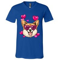 Valentines Day Corgi Heart Couples Love Day Corgi Dog Lover Gift V-Neck T-Shirt