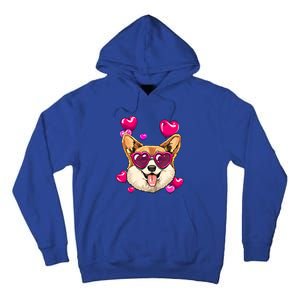 Valentines Day Corgi Heart Couples Love Day Corgi Dog Lover Gift Tall Hoodie