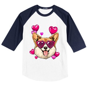 Valentines Day Corgi Heart Couples Love Day Corgi Dog Lover Gift Baseball Sleeve Shirt