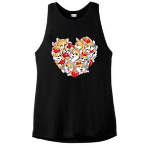 Valentines Day Corgi Heart Funny Corgis Dog Lovers Gift Ladies PosiCharge Tri-Blend Wicking Tank