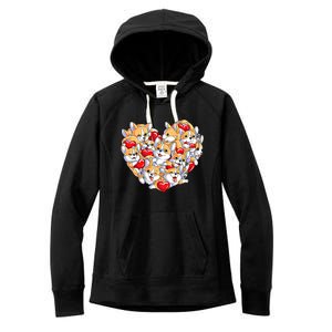 Valentines Day Corgi Heart Funny Corgis Dog Lovers Gift Women's Fleece Hoodie