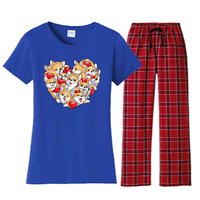 Valentines Day Corgi Heart Funny Corgis Dog Lovers Gift Women's Flannel Pajama Set