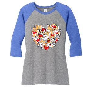 Valentines Day Corgi Heart Funny Corgis Dog Lovers Gift Women's Tri-Blend 3/4-Sleeve Raglan Shirt