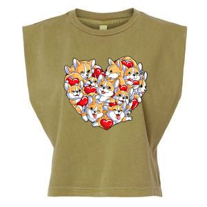 Valentines Day Corgi Heart Funny Corgis Dog Lovers Gift Garment-Dyed Women's Muscle Tee